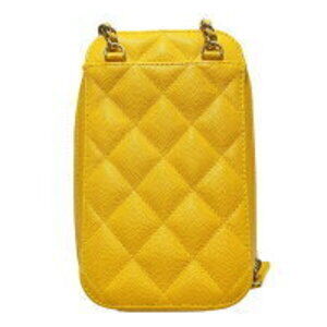 Chanel Leather Chain Matelasse Shoulder Bag Caviar Phone Pouch Yellow
